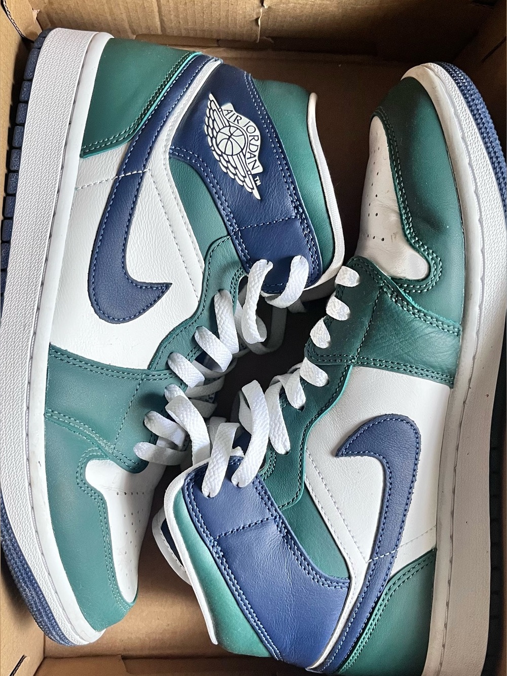 Jordan Women’s High-Top Sneakers in Green, Navy & White